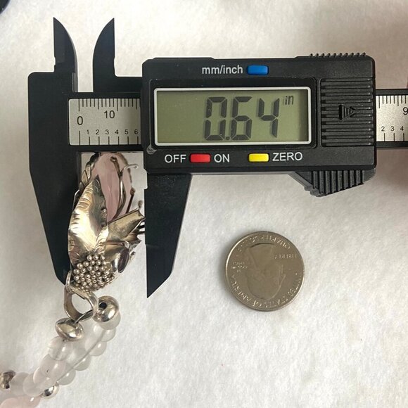 Sterling Silver 925 Modernist Rose Quartz & Amethyst Beaded Pendant Necklace - Picture 16 of 16